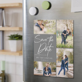 Collage con letras de mano salva la fecha gris