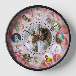 Collage de 13 fotos Reloj con nombre personalizado
