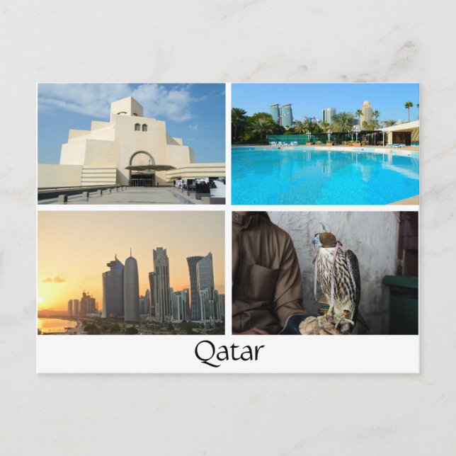 Collage de 4 fotos en postal de Qatar (Anverso)