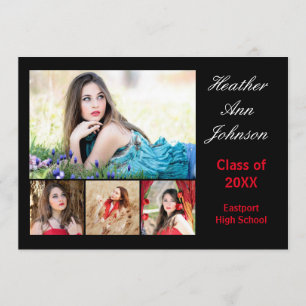 Collage de 5 fotos - Invitación de graduación