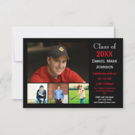 Collage de 5 fotos - Invitación de graduación 3x5