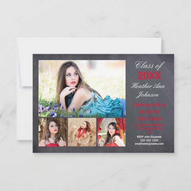 Collage de 5 fotos - invitación de la graduación (Anverso)