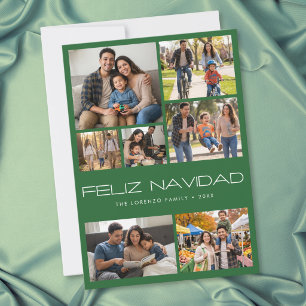 Collage de 7 fotos Feliz Navidad Verde Moderno