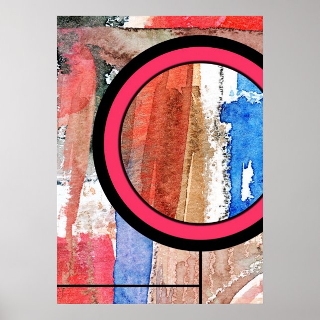 collage de arte abstracto, medios mixtos y acuarel (Frente)