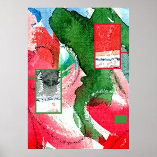 collage de arte abstracto, medios mixtos y acuarel