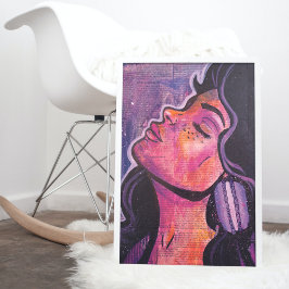 Collage de arte pop femenino de pelo negro y púrpu