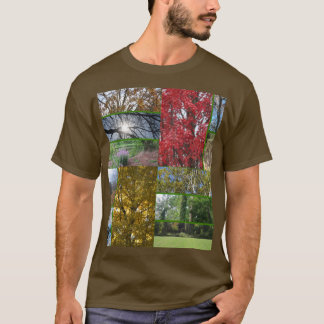 Collage de bosques y árboles en la camiseta marrón