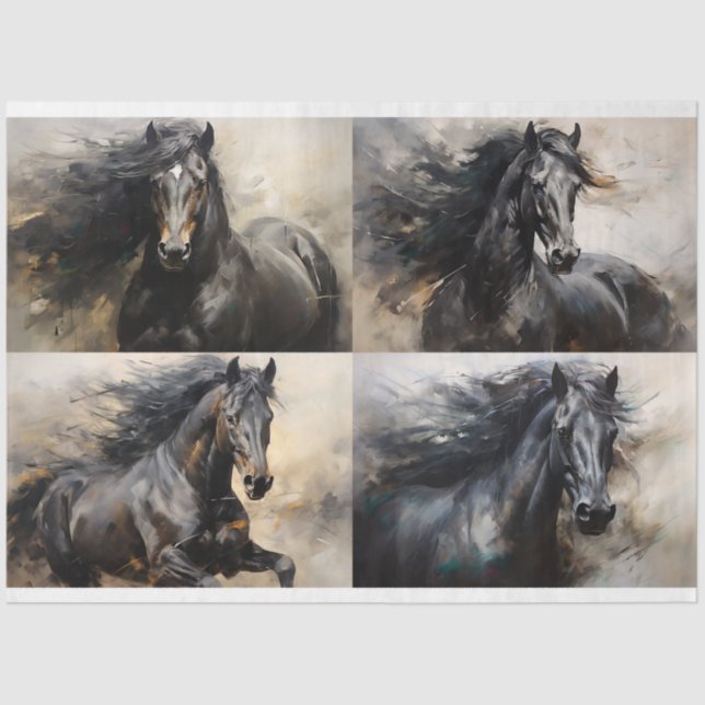 Collage de caballos salvajes 3 Papel de desconcham (Anverso)