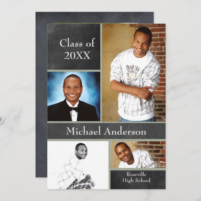 Collage de cartón de fútbol - Invitación de postgr (Anverso / Reverso)