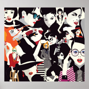 Collage de chicas de moda: arte pop