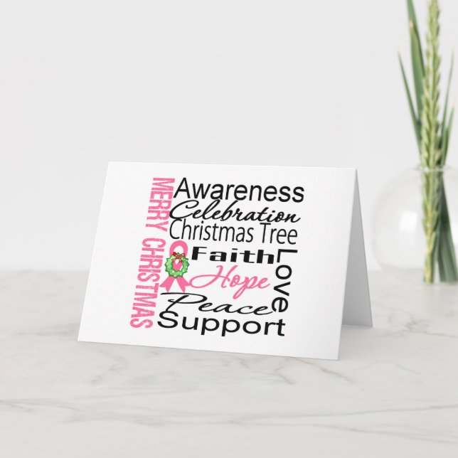 Collage de Cinta de Cáncer de Mama de Navidad (Anverso)