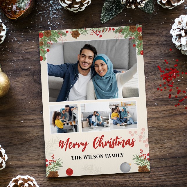 Collage de cuatro fotos de Feliz Navidad dibujado  (Subido por el creador)