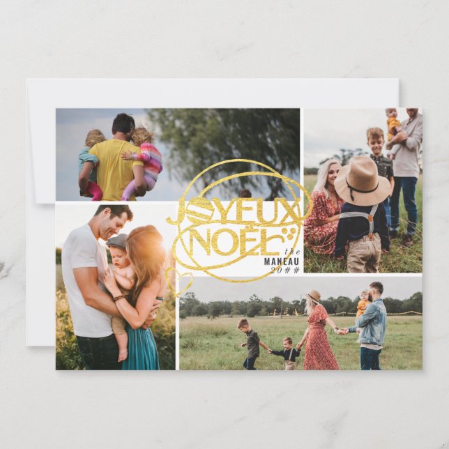 Collage de cuatro fotos de Navidad francesa "Joyeu (Anverso)