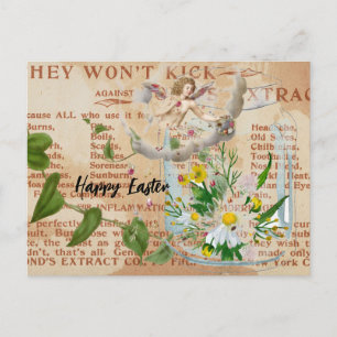 Collage de efímera vintage Tarjeta de Pascua feliz