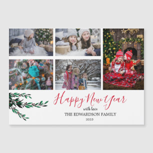 Collage de familia rusa Feliz Año Nuevo magnético