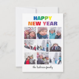 Collage de Feliz Año Nuevo Arcoíris - Tarjeta de N