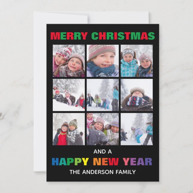 Collage de Feliz Navidad con Arcoíris - Tarjeta de (Anverso)