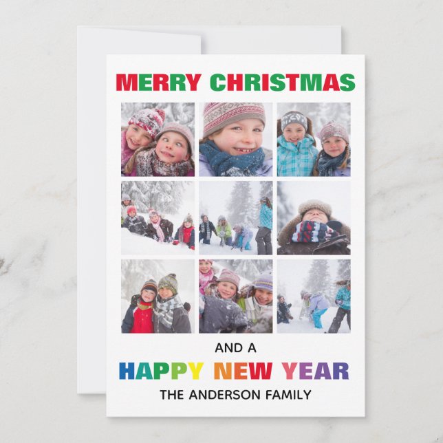 Collage de Feliz Navidad con Arcoíris - Tarjeta de (Anverso)