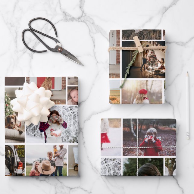 Collage de fotos 3 Hojas de papel de ajuste difere (Anverso)