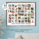 Collage de fotos 45 Fotos Blanco personalizado<br><div class="desc">Cree un poster de impresión fotográfica de collage personalizado con esta plantilla fácil de cargar para 45 imágenes con un fondo blanco editable. Conmemorar una ocasión especial o un aniversario de un hito o un cumpleaños o hacer para un regalo significativo de mantenimiento de fotos o una obra de arte...</div>