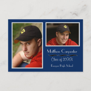 Collage de fotos Azul y Gris 2 - Invitación 3x5 Gr