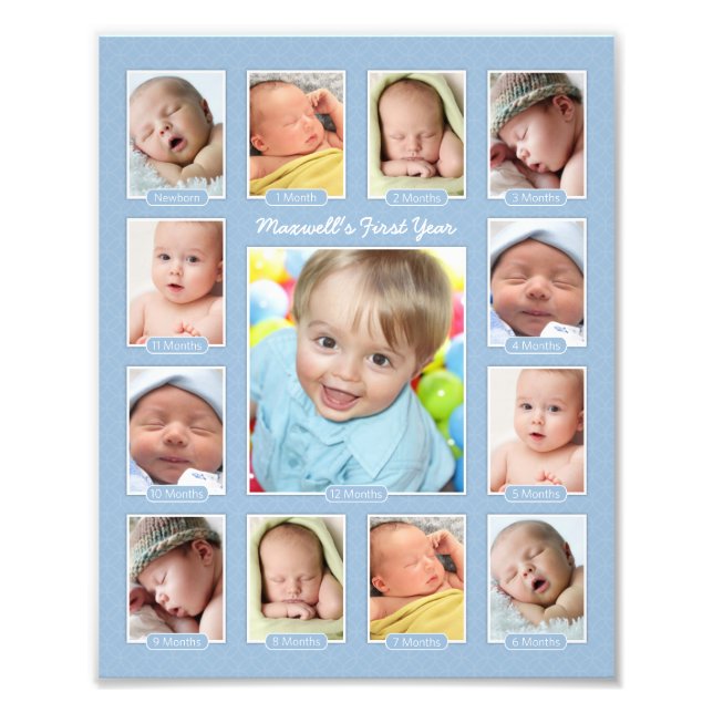 Collage de fotos Babys First Year Blue Keepsake (Frente)