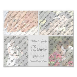Collage de fotos Boda gris personalizado Imprimir
