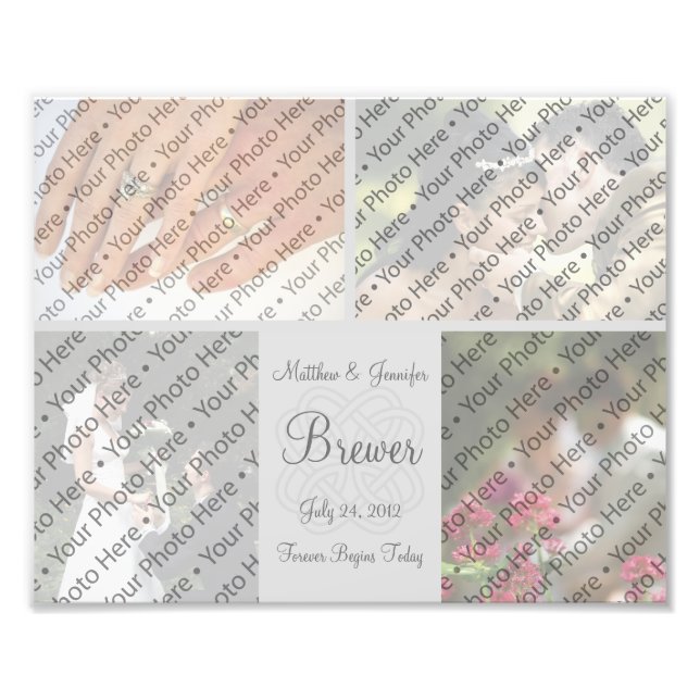 Collage de fotos Boda gris personalizado Imprimir  (Frente)