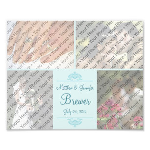 Collage de fotos Boda personalizado Aqua Imprimir