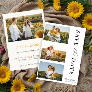 Collage de Fotos Boho Elegante Tarjeta de "Save th