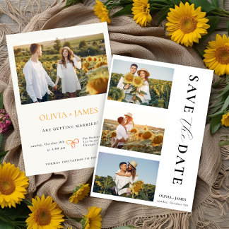 Collage de Fotos Boho Elegante Tarjeta de "Save th