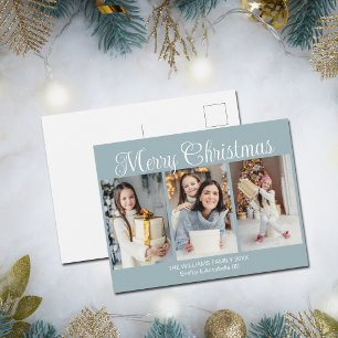 Collage de fotos Chic Dusty Grey Blue Navidad