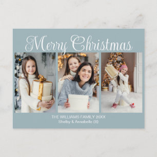 Collage de fotos Chic Dusty Grey Blue Navidad