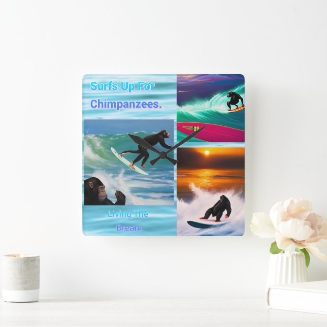 Collage de fotos Chimpancés de Surf, reloj de pare (Hogar)