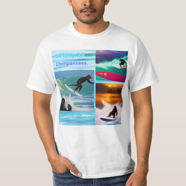 Collage de fotos Chimpanzees Surfing, camiseta (Anverso)