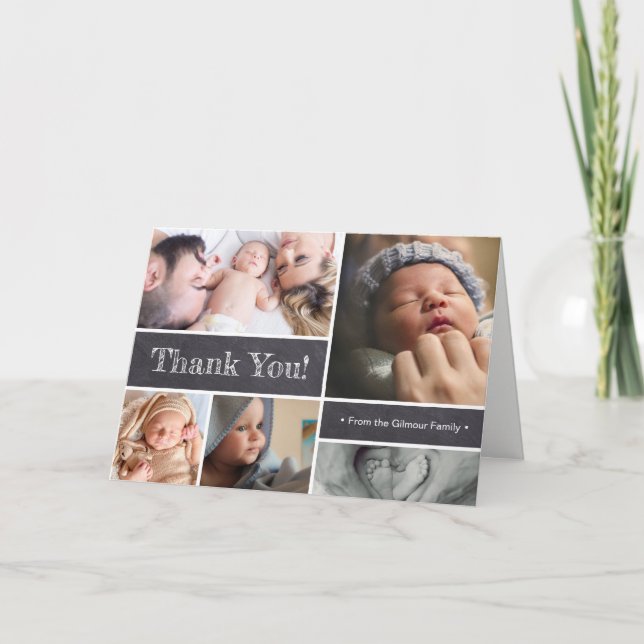 Collage de fotos de anuncio de nacimiento de bebé  (Anverso)