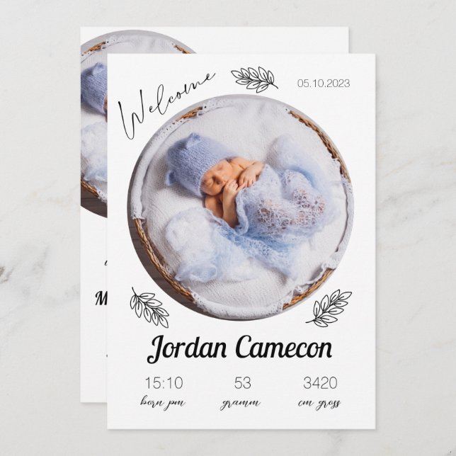 Collage de fotos de anuncio de recién nacido bebé (Anverso / Reverso)