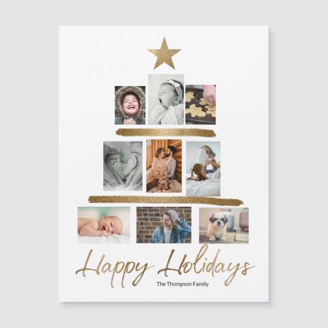 Collage de fotos de árbol de Navidad dorado Felice (Anverso)