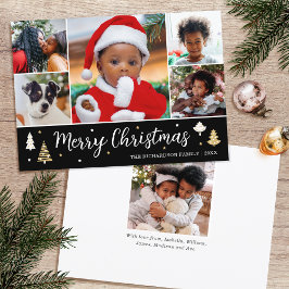 Collage de fotos de árbol de navidad merry negro p