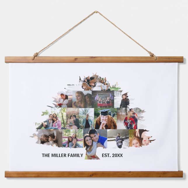 Collage de fotos de árbol familiar 15 Tapiz de imá (Anverso )