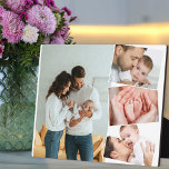 Collage de fotos de bebé con placa de ZigZag verti<br><div class="desc">Crea tu propia placa fotográfica para bebés con 4 de tus fotos favoritas. La plantilla de la foto está preparada para crear un collage de fotos con una foto principal, ligeramente superpuesta con las otras tres fotos en un zigzag vertical. Las imágenes se muestran en formato vertical y horizontal con...</div>