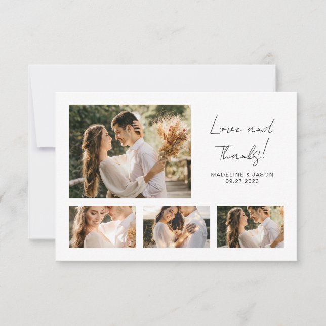 Collage de Fotos de Boda con Agradecimiento Minima (Anverso)