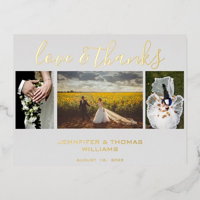 Collage de fotos de bodas Tarjeta de agradecimient (Anverso)