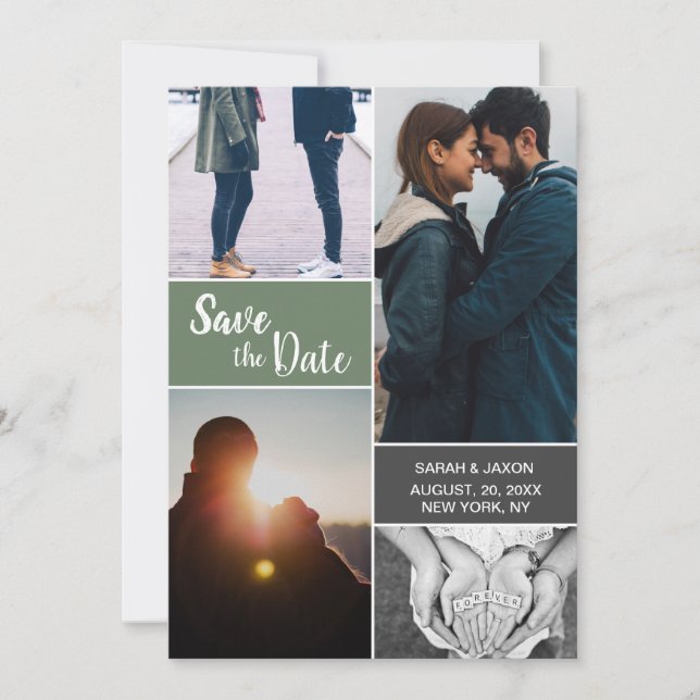 Collage de fotos de compromiso del Personalizado V (Anverso)