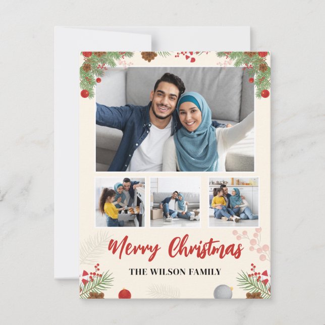 Collage de fotos de cuatro navidades de mano dibuj (Anverso)