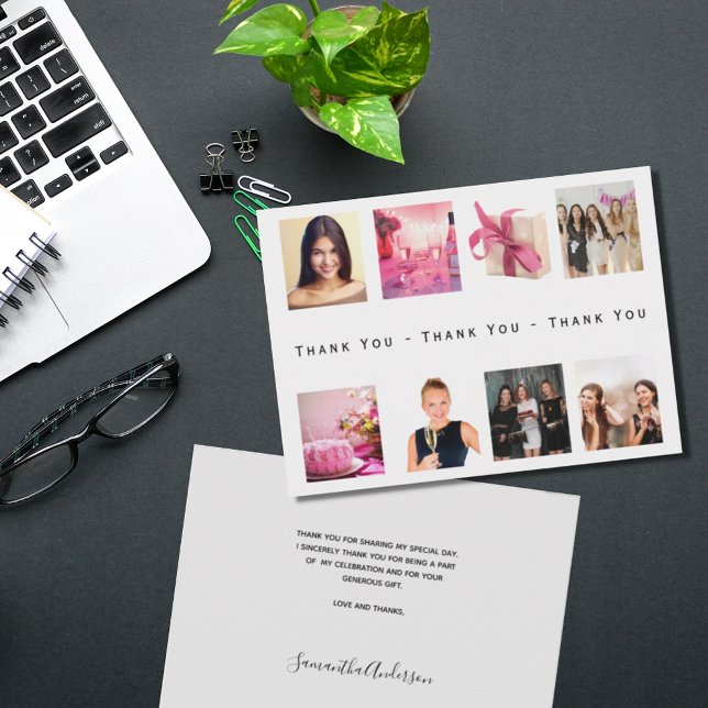 Collage de fotos de cumpleaños tarjeta de agradeci (Subido por el creador)