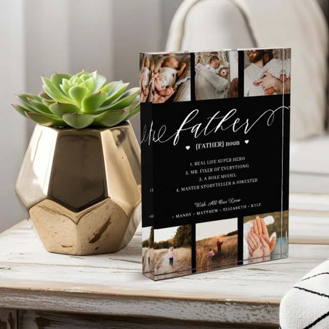 Collage de fotos de definición de diccionario padr (Father Dictionary Definition Photo Collage Black)