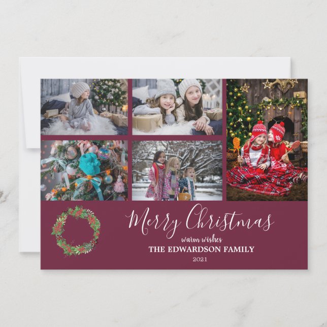 Collage de fotos de familia rusa Feliz Navidad (Anverso)