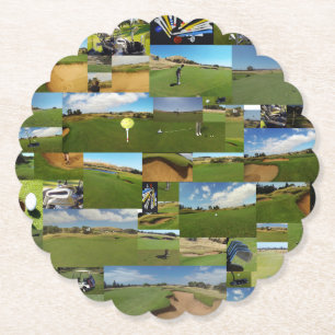 Collage de fotos de golf, posavasos de papel para