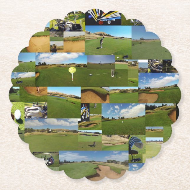 Collage de fotos de golf, posavasos de papel para  (Anverso)
